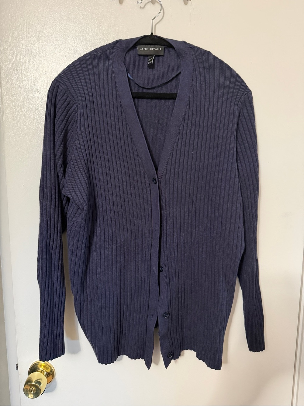 Lane Bryant Navy Ribbed Button-Front Cardigan - Picture 4 of 4